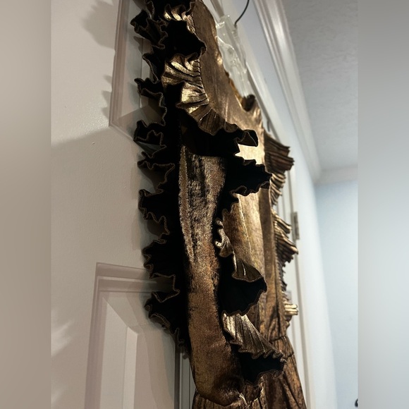 Metallic Gold/Bronze Ruffle Dress - Picture 3 of 6